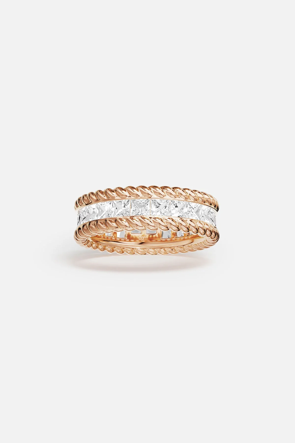 Bague Torsade Pavé