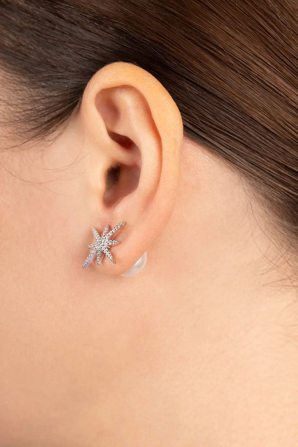 Clous d'oreilles Météorites avec Perles - Image 3