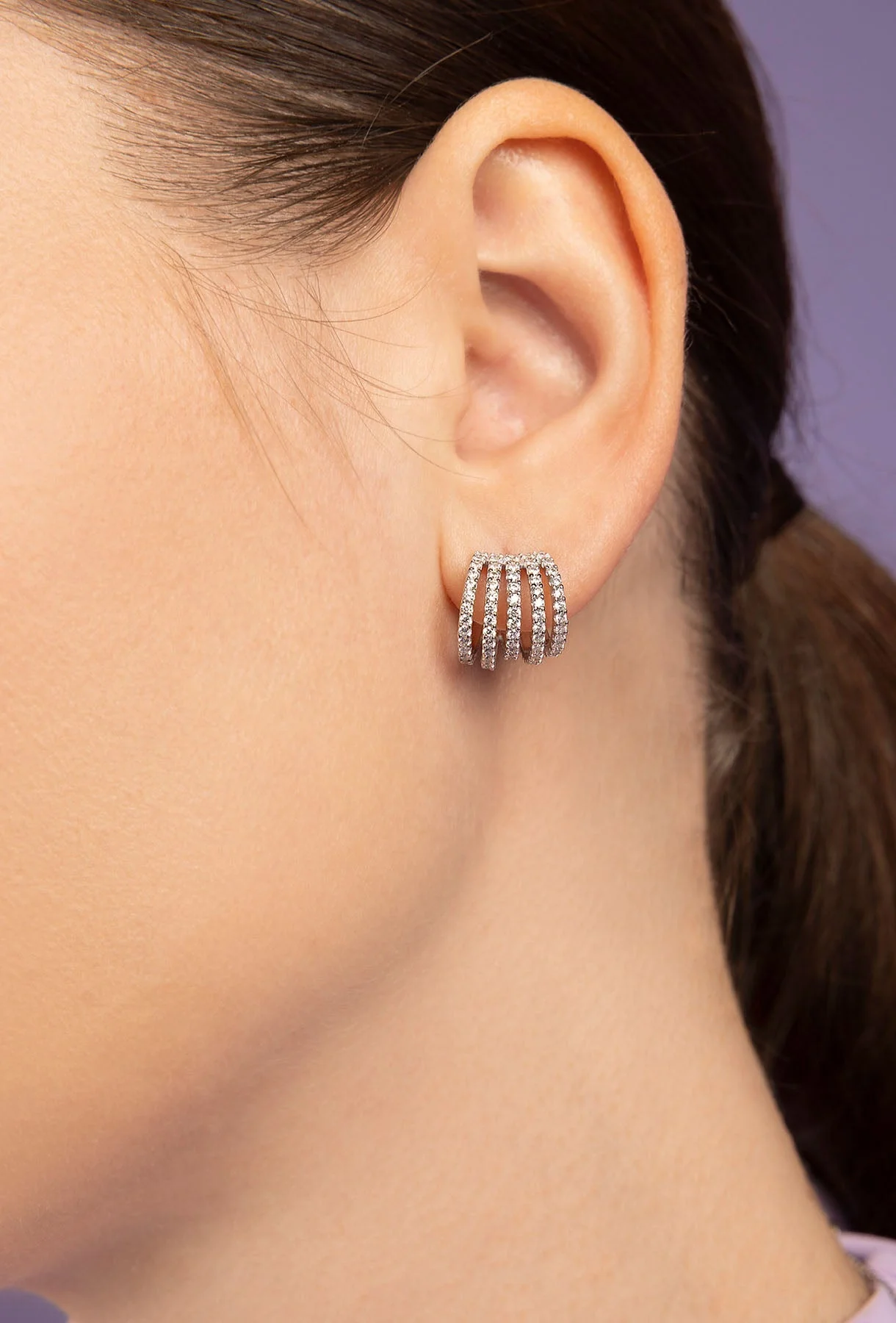 Mini Boucles d'Oreilles Promesse 5 anneaux - Image 2